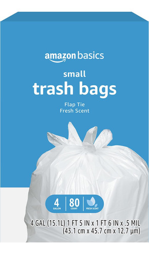 Sacos De Lixo Amazon Basics De 4 Galões, Gravatas Com Aba, P