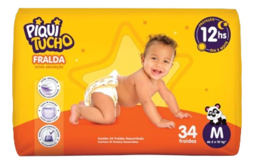 Kit 2 Pacotes Fraldas Infantil Piquitucho M34 G30 Xg24 Xxg20