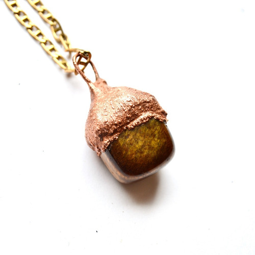 Imagen 3 de 5 de Collar Ojo De Tigre, Cadena De Bronce, Creatividad, Cod1