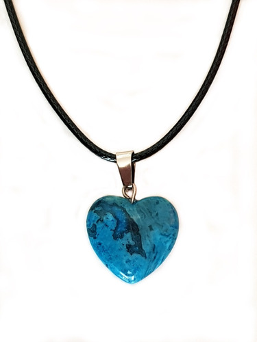 Ágata Azul Piedra Natural Collar Corazón 