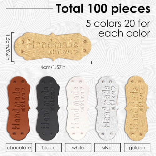100 Etiquetas De Cuero Hechas A Mano Coloridas De Microfibra