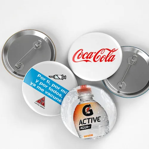 comprar 80 Botones Publicitarios Eventos 5.5cm Herraje Metálico