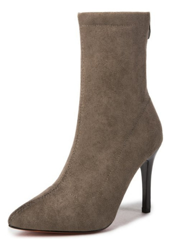 Bota De Tacón Alto Mujer Moda Elegante Cómodo Con Cremallera