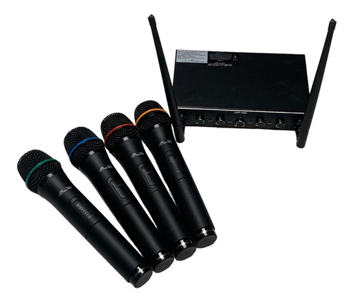 Set 4 Microfonos Mano Inalambricos Uhf Gbr Pro Xlr