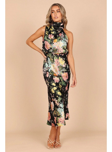 Vestido Estampado Sin Mangas Con Cuello Halter Verano Mujer