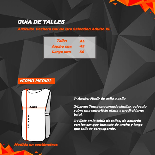 Imagen 6 de 7 de Pechera Gol De Oro Selection Adulto Xl -varios Colores