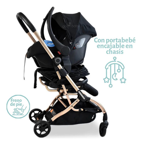 Carriola Travel System Confety Galactus Genesis Portabeb 360 Negro Dorado