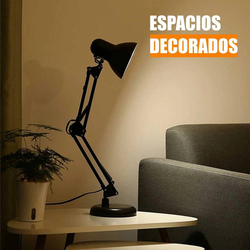 Lampara De Mesa Escritorio Brazo Flexible Metal Color De La Pantalla Negra