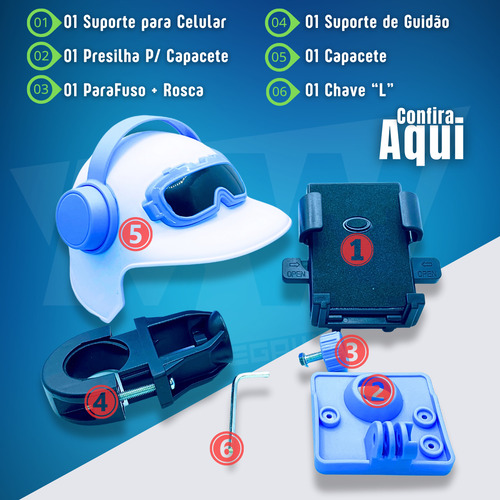 Suporte Celular Estilo Capacete Moto -proteção Solar E Chuva Cor Preto