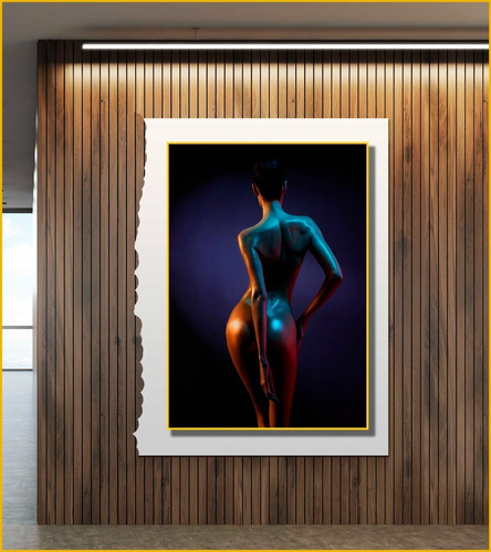Cuadro Vanguardista Canvas Mujer Espalda Marco Dorado 100x70