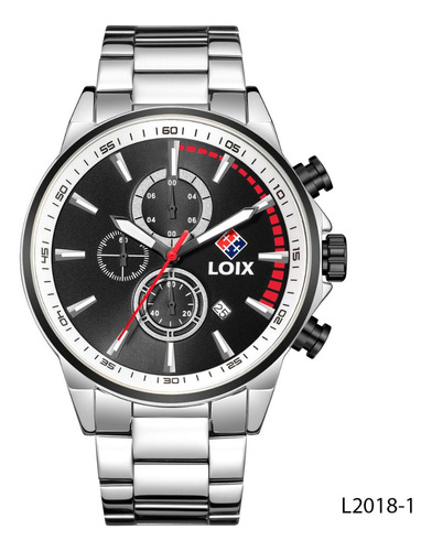 Reloj Hombre Loix® L2018-1 Plateado Con Tablero Negro