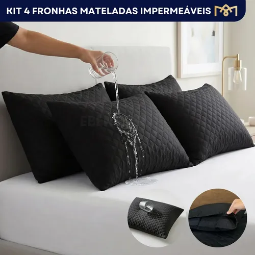 Kit 4 Capas Protetoras Travesseiro Matelado Impermeável Antialérgico