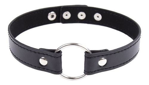 Gargantilha De Couro Com Argola De Metal