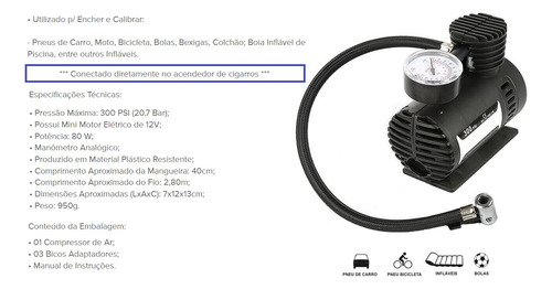 Calibrador Man Compresor Ar Bomba Infl Enche Pneu Carro Moto
