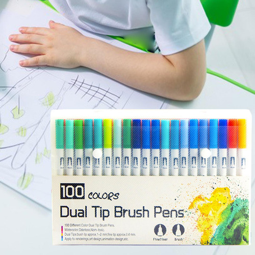 100 Piezas De Rotuladores De Doble Punta, Pintura De Dibujo