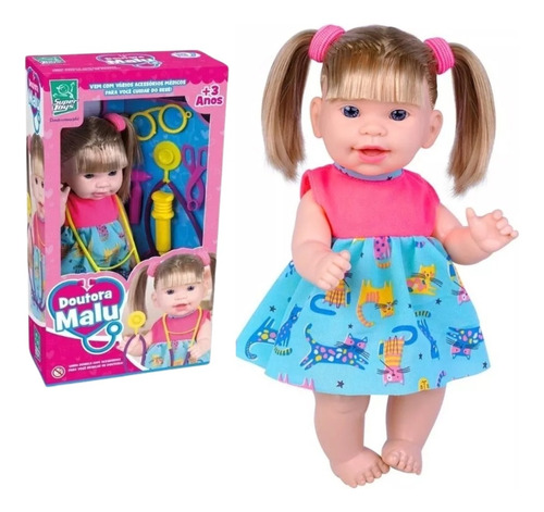 Boneca Bebê Doutora Malu Médica Super Toys Com Acessórios