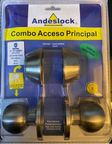 Combo Andeslock  Acceso Principal - Cerrojo + Cerradura 