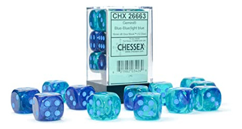 Dados Gemini D6 - Azul Luminoso Y Claro - Set De 12 Pzs