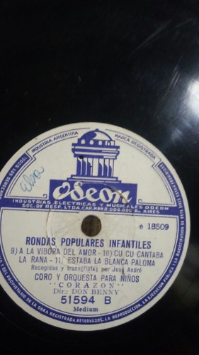 Don Benny Rondas Populares Argentinas 78 Rpm Disco De Pasta