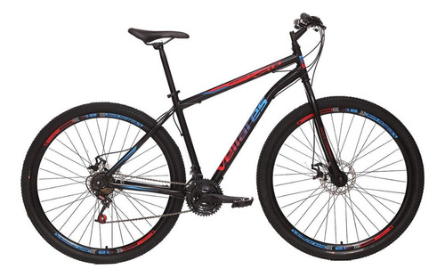 Bicicleta Aro 29 Vellares V40 21 Marchas E Freio A Disco Cor Preto/Vermelho/Azul