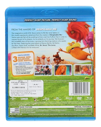 Lorax En Busca De La Trufula Perdida Blu-ray + Dvd