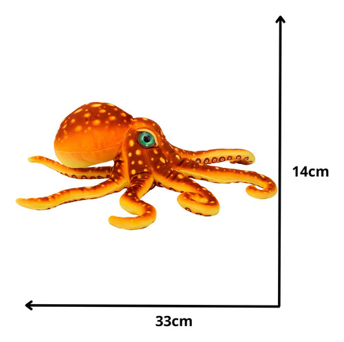 Pulpo naranja realista 36 cm - Peluche