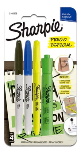 Pack Sharpie X2 Marcadores + X2 Resaltadores Permanentes