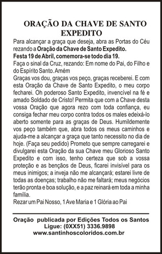 Milheiro Santinho A Chave De Santo Expedito
