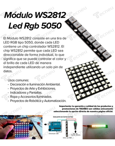 5 Módulos Ws2812 Tira 8 Led Rgb 5050 Para Arduino Pic