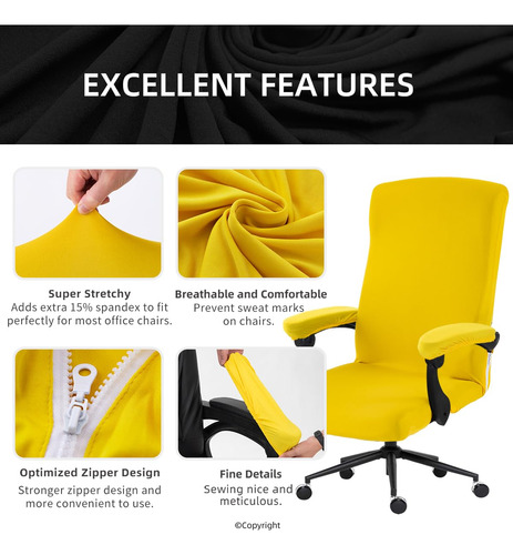 Funda Elástica Para Silla De Oficina Con Reposabrazos Y Crem
