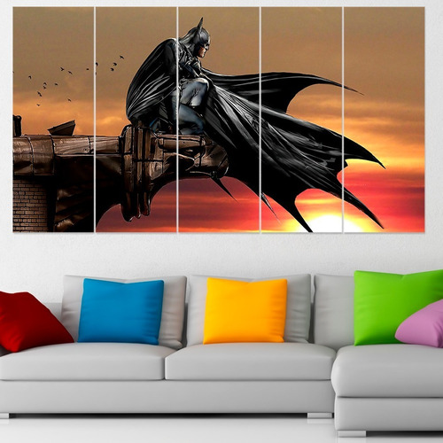 Cuadro Poliptico Batman Caballero Ciudad Gotica 120x70cm 