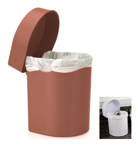 Lixeira 3,5l Hide Cesto De Lixo Para Cozinha Pia Banheiro Ou Cor Terracota
