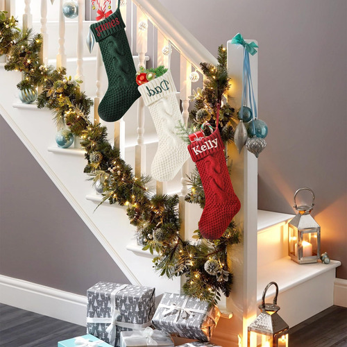Con Nombre Bordado, 1 Paquete De Medias De Navidad De Punto