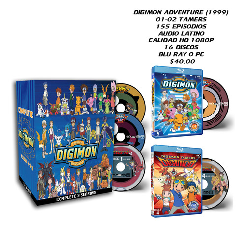 Anime Digimon Adventure 1 2 3 Serie Completa Hd Latino
