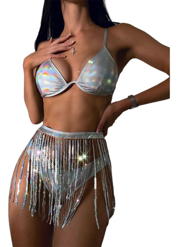 (s-s) Conjunto De Bikini Rave-outfits Para Mujer Con Borlas