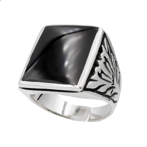 Anillo Sello Hombre Ónix Macizo Plata Fina 925 | M21