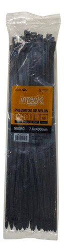 Precinto De Nylon Inteck 7.6mm X 400mm - Negro X 50 U