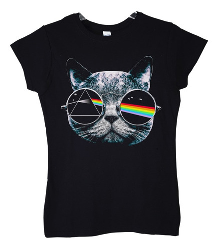 Polera Mujer Pink Floyd Cat Prisma Gato Bla Rock Abominatron