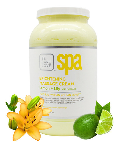  Crema Para Masaje Limon + Lily Bcl Spa Vegana 128oz Fragancia Limon Lily