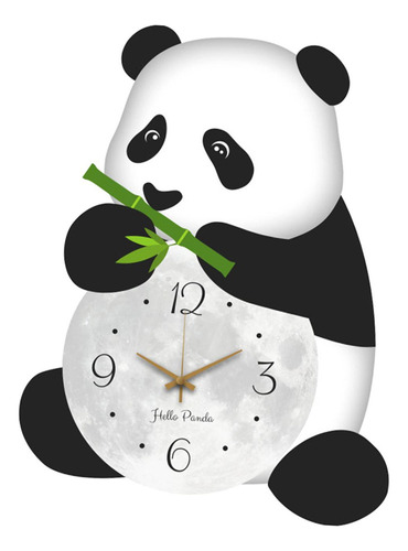 Reloj De Pared Con Diseño De Panda, Silencioso, Pequeño,