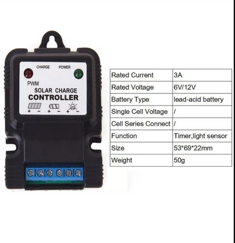 Imagen 4 de 10 de Controlador Solar 12v 6v 3a.