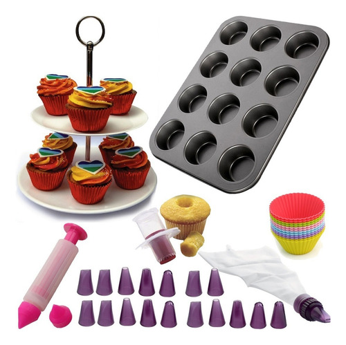 Molde 12 Muffins Cupcakes+ Torre Pirotines+ Extractor !