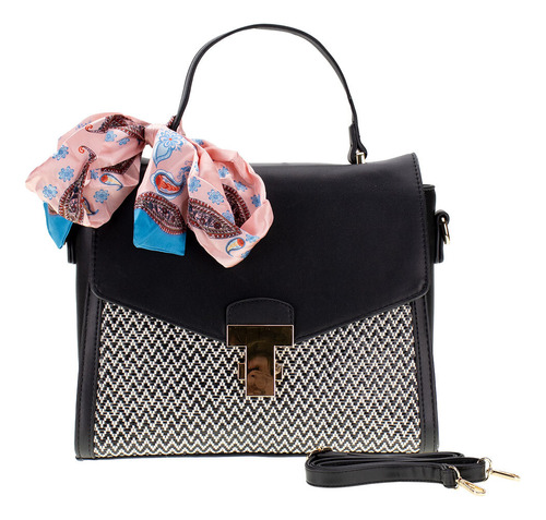 Bolsa Feminina Arara Dourada - H837 Cor Preto/branco