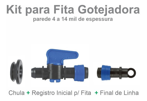 Imagem 1 de 9 de Kit Registro Inicial 16mm C/anel Fita Gotejadora (100 Unids)