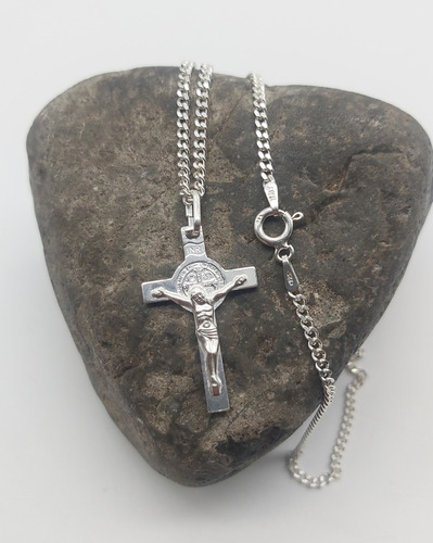 Imagen 5 de 8 de Colgante Cruz Chica Y Cadena Plata Italiana Hombre Unisex