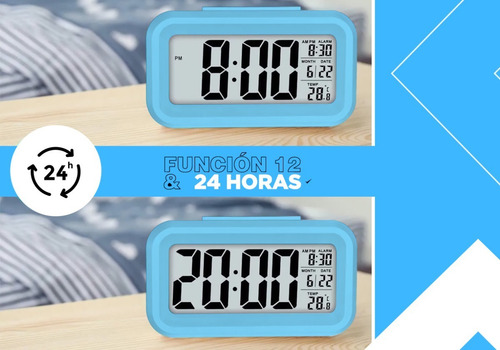 Imagen 4 de 10 de Reloj Alarma Despertador Digital Lcd Iluminado + Temperatura