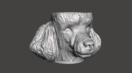 Maceta Perro Caniche Cabeza Archivo Stl Para Impresión 3d