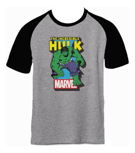 Camiseta Hulk Comic Ranglan Gris Hombre Manga Corta