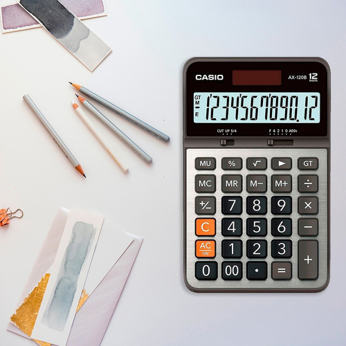 Imagen 4 de 5 de Calculadora De Escritorio Casio Ax-120b, 12 Dig Solay Y Pila