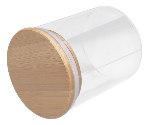 Tarro De Almacenamiento Redondo De Madera Con Tapa De Vidrio